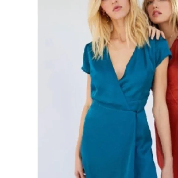 Urban Outfitters | Dresses | Urban Outfitters Beau Satin Short Sleeve Wrap  Dress | Poshmark